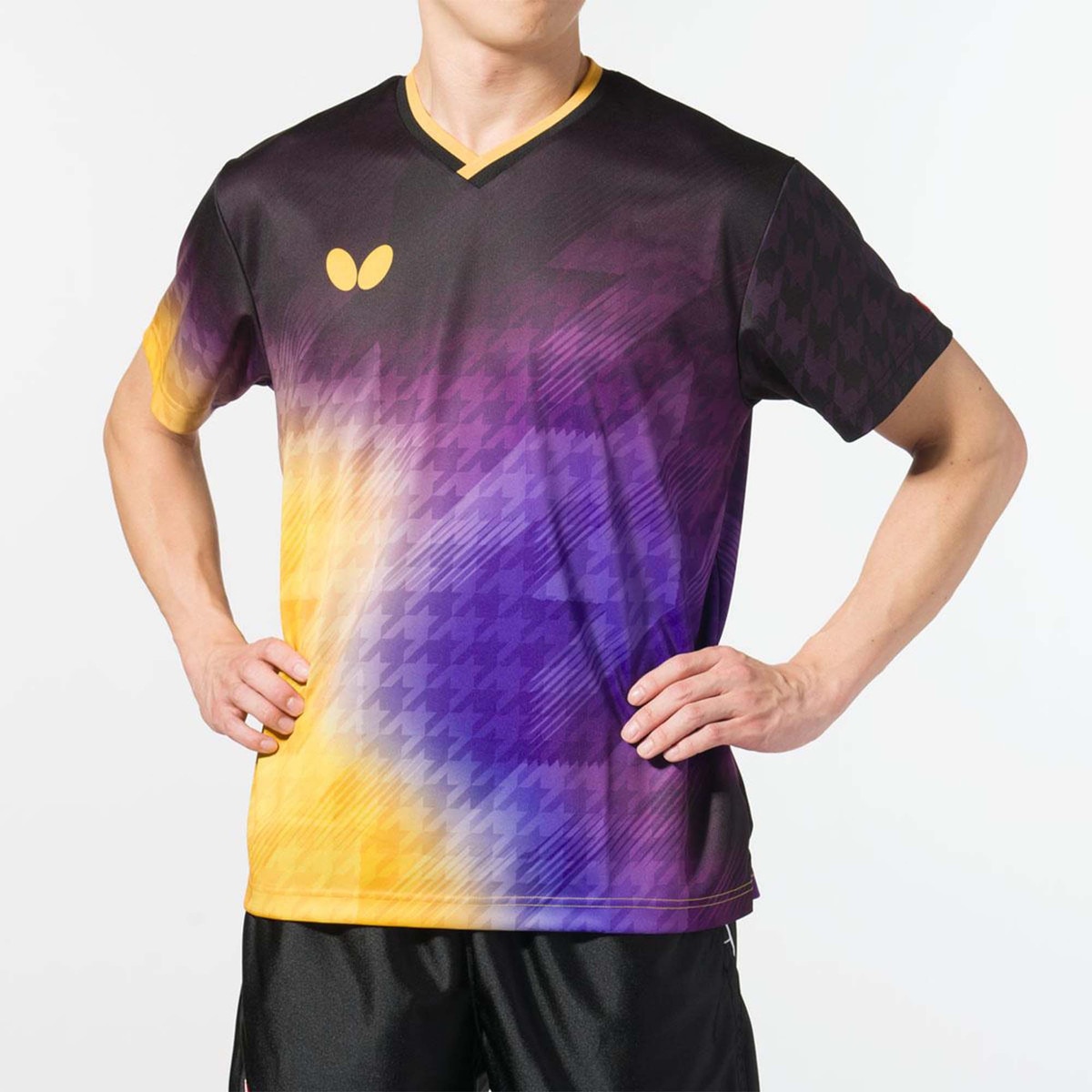 Butterfly Selasia Shirt - Purple-Yellow - Front - Lifestyle